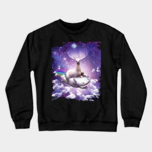 Space Llama Riding Axolotl - Rainbow Crewneck Sweatshirt